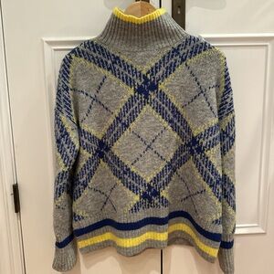 Aqua Gray and Yellow Knit Sweater